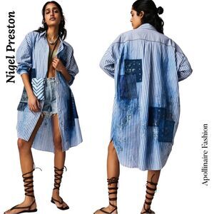 FREE PEOPLE BY NIGEL PRESTON HUNTRESS STRIPE SHIRTDRESS NWT XS/S